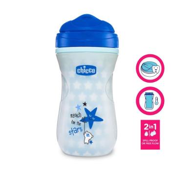 CHICCO Hrnček Shiny termo floureskujúci s tvrdým náustkom 266 ml, modrý 14m+