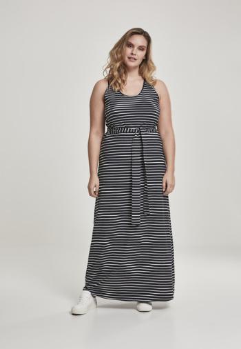 Urban Classics Ladies Long Racer Back Dress black/white - 5XL