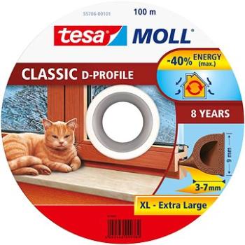 tesamoll® - Gumové tesnenie, hnedé, na okná a dvere, D profil, bubon 100 m (55706-00101-00)