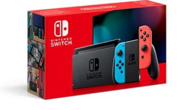 NINTENDO SWITCH CONSOLE WITH NEON RED AND AMP. BLUE JOY-CON