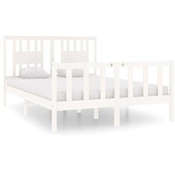 Rám postele biely masívne drevo 140 × 190 cm, 3104109