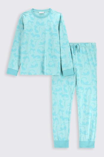 Detské bavlnené pyžamo Coccodrillo tyrkysová farba, vzorovaná
