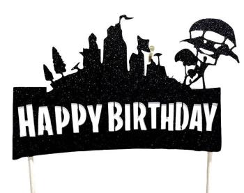 Topper na tortu Fortnite mesto - Happy Birthday - Cakesicq