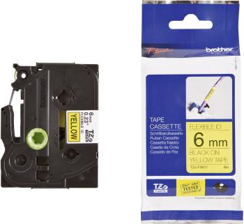 páska flexibilné  Brother TZe-FX, TZ-FX TZe-FX611  Farba pásky: žltá Farba písma:čierna 6 mm 8 m