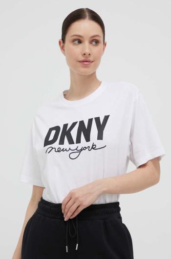 Bavlnené tričko Dkny biela farba