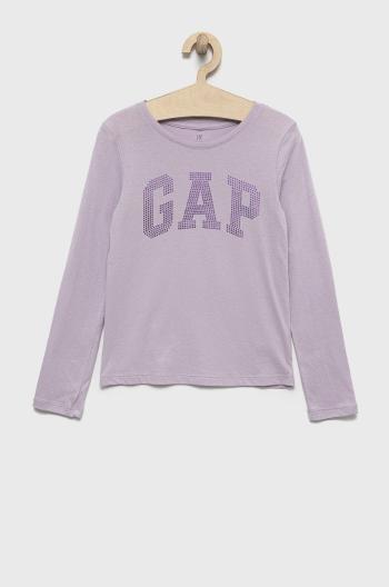 Detská bavlnená košeľa s dlhým rukávom GAP fialová farba,