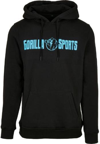 Gorilla Sports Mikina s kapucňou, čierna/neónovo tyrkysová, M