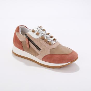 Blancheporte Kožené tenisky sneakers s kontrastnými časťami ružová/khaki 37