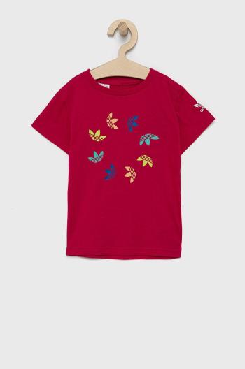Detské tričko adidas Originals HE6837 ružová farba, s potlačou