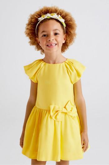 Dievčenské šaty Mayoral žltá farba, mini, áčkový strih