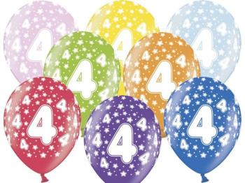 Silné balóny 30 cm metalický mix - narodeniny č. 4 - xPartydeco