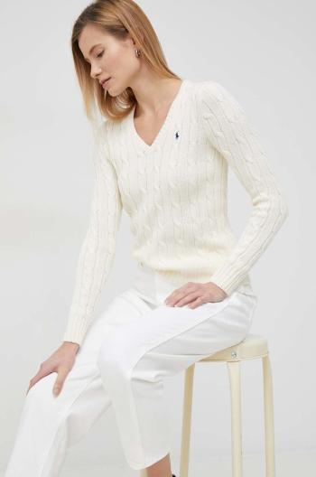 Bavlnený sveter Polo Ralph Lauren dámsky, béžová farba, tenký