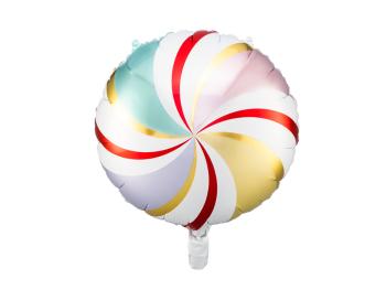 PartyDeco Vianočný fóliový balón - cukrík pastelový 35 cm