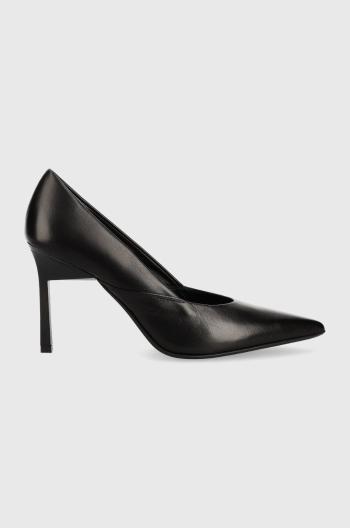 Kožené ihličky Calvin Klein GEO STILETTO PUMP 90 čierna farba, HW0HW01769