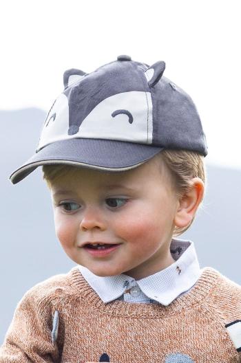 Detská bavlnená čiapka Mayoral čierna farba, vzorovaná
