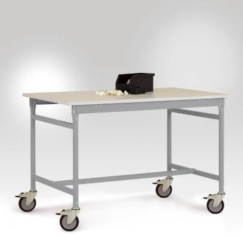 Manuflex LB4066.9006 ESD príručný stolík BASIS pojazdný s plastovou stolovou doskou v striebornej hliníkovej farbe ako R
