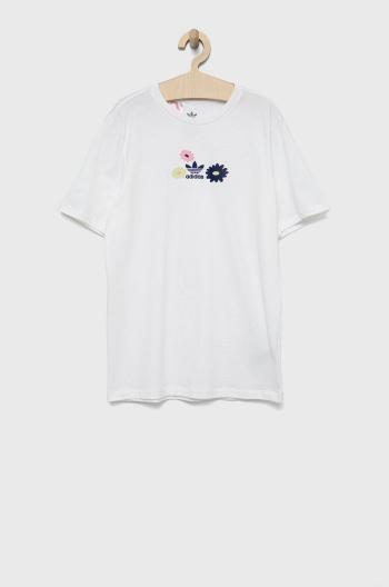 Detské bavlnené tričko adidas Originals HF7467 biela farba,