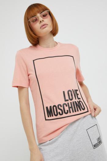 Bavlnené tričko Love Moschino ružová farba