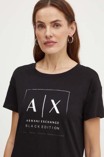 Bavlnené tričko Armani Exchange dámske, čierna farba, XW000063 AF10359