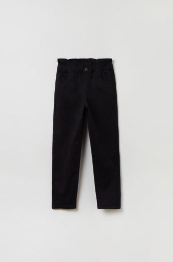 Detské nohavice OVS čierna farba, jednofarebné