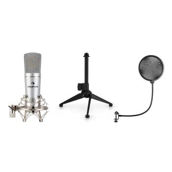 Auna MIC-920, USB mikrofónová sada V1, kondenzátorový mikrofón, statív, pop filter, kardioidná smerová charakteristika