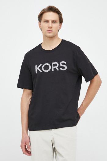 Bavlnené tričko Michael Kors čierna farba, s nášivkou