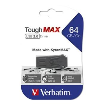 Verbatim USB flash disk, USB 2.0, 64GB, ToughMAX, černý, 49332, USB A, kompozitní materiál KyronMAX(tm)