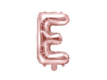PartyDeco Fóliový balón Mini - Písmeno E 35 cm ružovo-zlatý