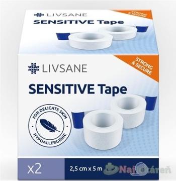 LIVSANE Fixačná páska SENSITIVE 2,5cm x 5m, cievka, 2 ks