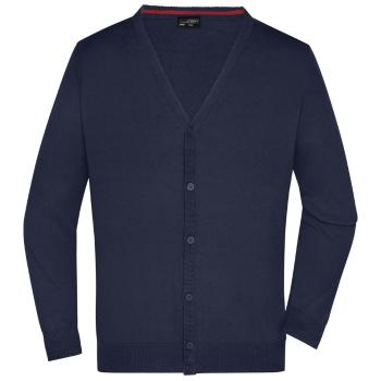 James & Nicholson Pánsky bavlnený sveter JN661 - Tmavomodrá | XXL