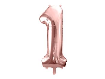 PartyDeco Fóliový balón narodeninové číslo 1 ružovo-zlatý 86 cm