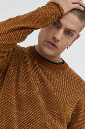 Bavlnený sveter Only & Sons pánsky, hnedá farba, tenký,