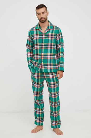 Bavlnené pyžamo Polo Ralph Lauren zelená farba, vzorovaná