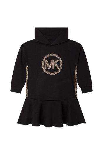 Dievčenské šaty Michael Kors čierna farba, midi, rovný strih