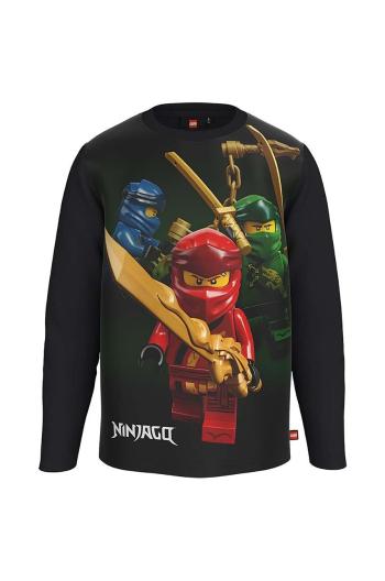 Detské tričko s dlhým rukávom Lego Ninjago čierna farba, vzorované