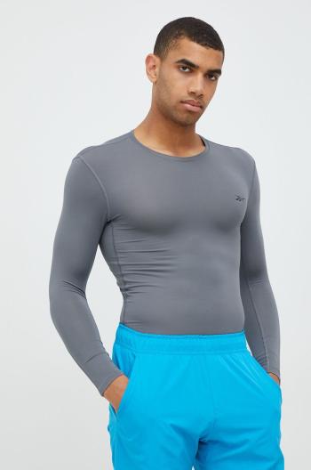 Tréningové tričko s dlhým rukávom Reebok Workout Ready šedá farba, jednofarebné