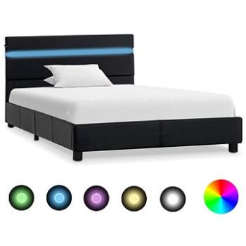 Rám postele s LED svetlom čierny umelá koža 90 × 200 cm (284792)