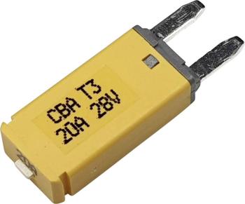 Hansor Circuit Breaker Mini, type 3. Manual Reset, 20A CBA3 Series 20A automatická plochá poistka 20 A žltá 1 ks