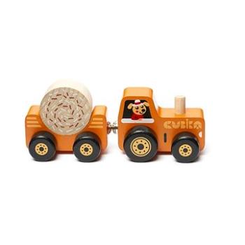 Cubika 15351 - Traktor s vlečkou, drevená skladačka s magnetom, 3 diely (4823056515351)