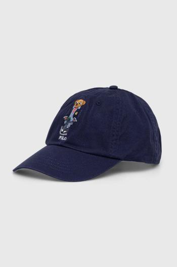 Bavlnená čiapka Polo Ralph Lauren tmavomodrá farba, s nášivkou