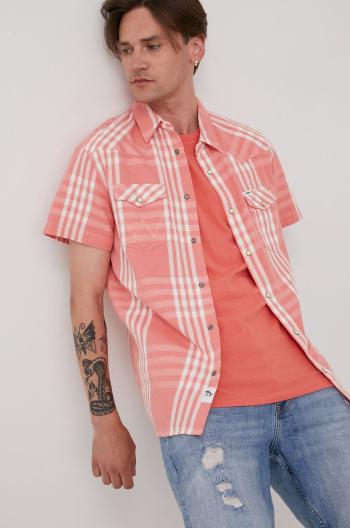 Bavlnená košeľa Wrangler pánska, ružová farba, regular, s klasickým golierom