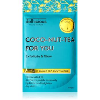 delhicious COCO-NUT-TEA FOR YOU COCONUT BLACK TEA hydratačný telový peeling pre suchú a citlivú pokožku 100 g