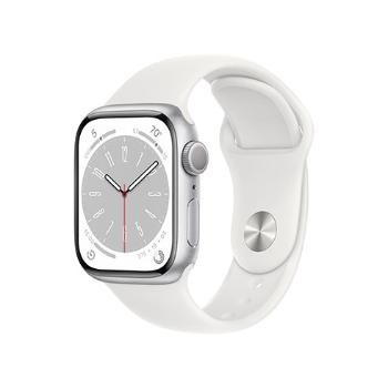 APPLE WATCH SERIES 8 GPS 41MM SILVER ALUMINIUM CASE WITH WHITE SPORT BAND - REGULAR MP6K3CS/A