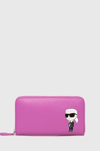 Kožená peňaženka Karl Lagerfeld dámsky, ružová farba