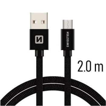 Swissten textilný dátový kábel micro USB 2 m čierny (71522301)