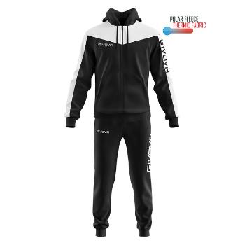 TUTA ROMA CON CAPPUCCIO POLARFLEECE NERO/BIANCO Tg. S