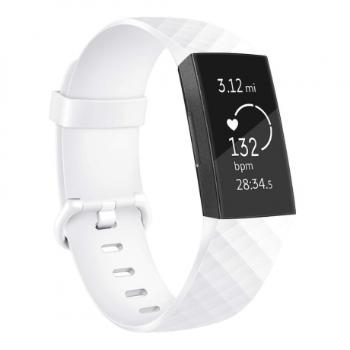 Fitbit Charge 3 / 4 Silicone Diamond (Small) remienok, White (SFI008C02)