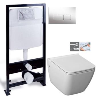 PRIM - předstěnový instalační systém s chromovým tlačítkem 20/0041 + WC JIKA PURE + SEDADLO duraplast PRIM_20/0026 41 PU1