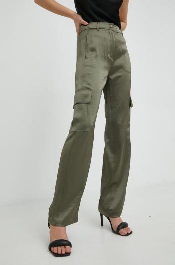 Nohavice MICHAEL Michael Kors dámske, zelená farba, strih cargo, vysoký pás