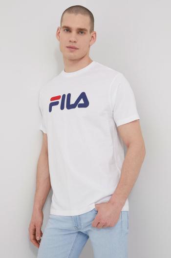 Bavlnené tričko Fila biela farba, s potlačou